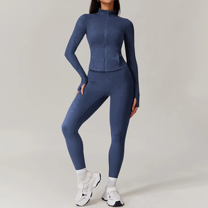 Custom New 2 Piece Set Mid Waist Yoga Sports <b>Bra</b> Half Sleeve T-Shirt Yoga Leggings Biker Shorts Fitness Gym Set - Product Image 3