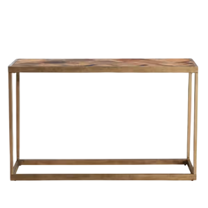 Console vintage en marbre laqué blanc avec pieds géométriques en laiton poli, meuble d'appoint à 2 niveaux pour couloir, à prix réduit - Product Image 2