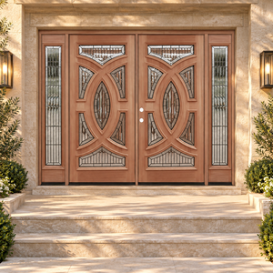 Golden Aero Solid Wood Entry Door CNC Circular Design Custom Support Swing Manual Exterior Contemporary - Product Image 1