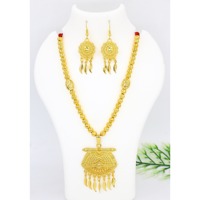 Conjunto de collar de Joyería Árabe, moda étnica, cadena chapada en oro africano, pendientes, Dubai, Emiratos Árabes Unidos, joyería India
