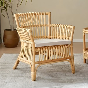Bohemian Design Cushion <b>Sofa</b> and Couch Set Rattan Armchair With Pillow Interior Exterior Furnishings - Product Image 2