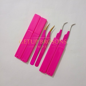 ชุดแหนบต่อขนตาปลายเรียบป้องกันไฟฟ้าสถิตย์ สีชมพู สแตนเลสคุณภาพสูง GETUP BROSONS IMPEX พร้อมโลโก้สั่งทำ - Product Image 3