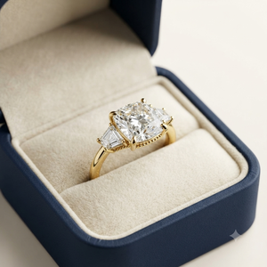 Women's 10K Solid Gold Three Stones Moissanite <b>Diamond</b> Engagement <b>Ring</b> Trendy Design for Wedding Bridal Anniversary Celebrations - Product Image 5
