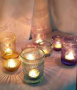 Porte-bougie tealight au meilleur prix, élégant, en verre côtelé rond, disponible auprès d'un fabricant indien - Product Image 4