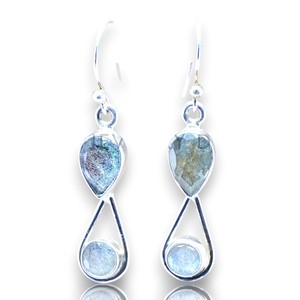 <b>Fine</b> Hoop Jewelry 925 Sterling Silver Pear Cut Labradorite Gemstone <b>Earrings</b> Handmade Elegant Design For Women Wholesale Price - Product Image 1
