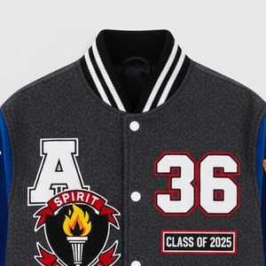 Veste de baseball varsity pour homme avec broderie chenille personnalisée, logo sur le devant, style streetwear, coupe-vent et respirante, prix abordable - Product Image 2
