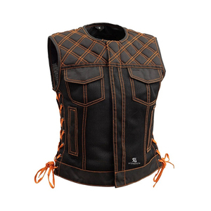 <b>Women</b> Leather Vest Vintage Motorcycle Biker <b>Waistcoat</b> Sleeveless Slim Fit V Neck Outerwear Stylish Windproof Casual Wear - Product Image 6