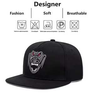 <b>Black</b> Embroidered Tiger Face Snapback Hat Unisex Street Style Casual Cap 100% Cotton Four Seasons Wear - Product Image 3
