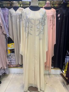 Abaya Modeste de Dubaï en Gros, Perlée et Pailletée, à Manches Longues, Traditionnelle Musulmane, Faite à la Main, pour Mariage, Respirante, Col en V pour Femme - Product Image 2