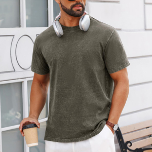 T-shirt homme col rond délavé à l'acide, coupe décontractée et oversize, style streetwear, avec design et logo personnalisés - Product Image 4