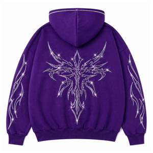 Sweat à capuche zippé American Fit avec strass – Pull en polaire premium style baseball avec poches et logos brodés – Commandes en gros OEM - Product Image 4