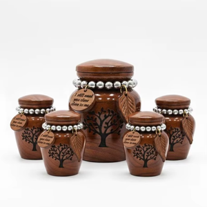 Urne funéraire en bois pour animaux de compagnie, pot commémoratif personnalisé gravé avec l'arbre de vie, vase décoratif de table pour hommage - Product Image 4