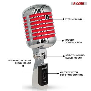 Microfono professionale Vintage dinamico Super Cardiod XLR Retro unidirezionale da palcoscenico per la registrazione in Studio di Performance dal vivo - Product Image 3