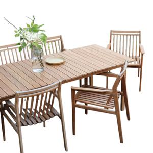Conjunto de comedor para exteriores, muebles de jardín de aluminio/madera, mesa y sillas de jardín para villa, juego de patio para 2, 4 o 6 personas, de Vietnam. - Product Image 3