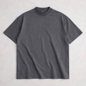 Men's Oversized Knitted Sporty <b>Mock</b> <b>Neck</b> Cotton T-Shirt Dark Gray Casual Streetwear Breathable Quick Dry Summer <b>Top</b> - Product Image 5