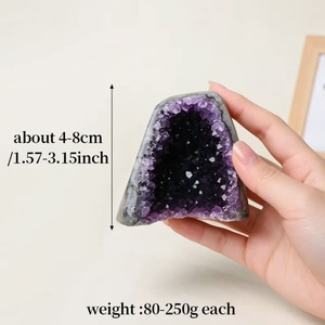 Vente en gros de grappe de cristaux d'améthyste naturelle, géode, pierre irrégulière violet foncé, agate Ruhi polie, Gujarat, décoration intérieure - Product Image 2