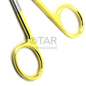Tijeras Goldman Fox Rectas TC 13cm de Acero Inoxidable, Instrumentos Quirúrgicos Médicos, Anillos Dorados, Precio al por Mayor, Proveedor a Granel - Product Image 6
