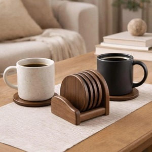 Natural Mango Wood <b>Square</b> Coaster <b>Set</b> for Home Decor Table Protection and Gifts At Best Price - Product Image 1