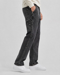 Jean en denim bleu clair coupe droite pour homme FANKES, taille mi-haute, coupe régulière, délavé, style décontracté, en coton, idéal pour le printemps - Product Image 3