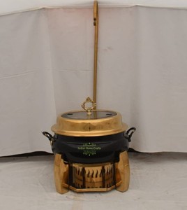 Round Brass Chafer Food <b>Warmer</b> with Lid Gold Color Fuel Powered for Banquet Use - Indian Home Crafts - Product Image 4