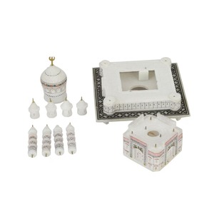 Escultura de mármol blanco hecho a mano del Taj Mahal, pulida, pieza de arte decorativa de lujo para decoración del hogar y regalos empresariales. - Product Image 1