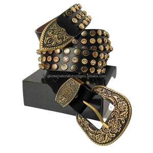 Custom 38mm Wide Gold Crystals Studs Leather Casual <b>Belt</b> Men Luxury Shiny Diamond Studded Jean Genuine Leather <b>Belts</b> - Product Image 3