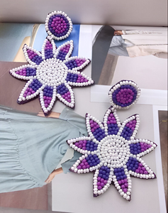 Joyería artesanal de cuentas bordadas con flores moradas, accesorios clásicos coloridos con cuentas, ligeros, de MULTI CRAFT - Product Image 4