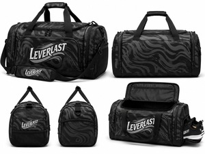 Custom Logo Geometric Pattern Unisex Sports <b>Duffel</b> <b>Bag</b> Polyester Zipper Closure Adjustable Strap 40-55L Shoe Compartment Fitness - Product Image 1