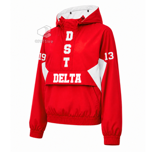 Delta | Sigma | Theta Sorority Pullover Windbreaker <b>Jacket</b> Women's <b>Packable</b> Shell <b>Jacket</b> Zip-Up Hooded Rain Coat Anorak <b>Jacket</b> - Product Image 2