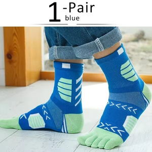 Blue Green Geometric 5 Toe Athletic <b>Socks</b> Ankle Length Quick Dry Knitted for <b>Running</b> Adults Summer Wear - Product Image 6