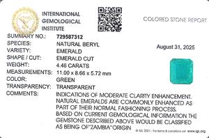 Émeraude octogonale verte de 4,46 carats provenant de Zambie, pierre précieuse non montée - Product Image 6