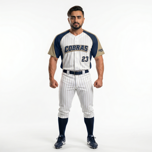 Camiseta de Béisbol Henley Sublimada Personalizada para Hombre, 100% Malla de Poliéster, Diseño de Rayas Finas, Uniforme con Dos Botones para Nombre de Jugador Universitario - Product Image 1