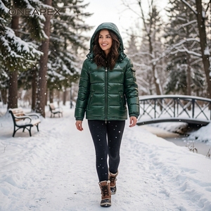 <b>Men's</b> <b>Green</b> Hooded Puffer <b>Jacket</b> Warm Quilted Winter Outdoor Coat Lightweight <b>Waterproof</b> <b>Jacket</b> One Apex - Product Image 6