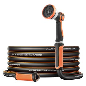 Tuyau d'arrosage robuste de 45 m (150 pi) avec buse 10 modes, pression de travail 150 PSI, pression de rupture 600 PSI, flexible et anti-pli, pour tuyaux de jardin et dérouleurs - Product Image 1