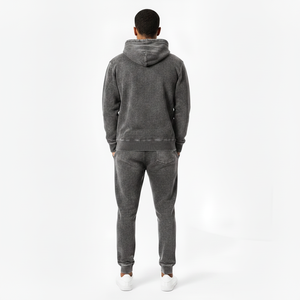 Conjunto Deportivo de Lujo Azul Marino con Lavado Ácido para Hombre, Sudadera con Capucha y Logotipo 3D Personalizado, Pantalones Jogger, 400GSM, Algodón French Terry, Lavado Mineral Vintage - Product Image 1