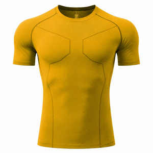 T-shirts de sport pour hommes avec logo personnalisé, coupe ajustée, tricotés, séchage rapide, respirants, en coton, décontractés, prix de gros - Product Image 3