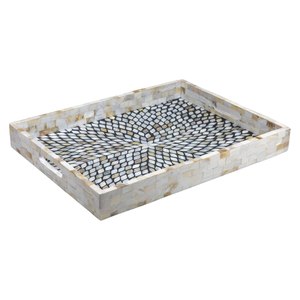 Bandeja de diseño moderno con incrustaciones de nácar, bandeja de servir de nácar, bandeja de MDF, bandejas decorativas, bandeja de resina al mejor precio de fábrica. - Product Image 3