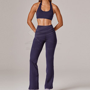 Women <b>Flare</b> <b>Legging</b> Spandex Polyester Elastic Waist Solid Eco-Friendly Breathable New Design - Product Image 3