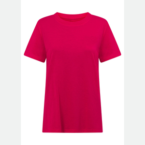 T-shirt décontracté d'été pour femmes, col rond, couleur unie, manches courtes, coupe ajustée confortable, haut tendance - Product Image 1