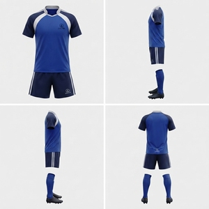 Ensemble d'uniformes de football personnalisés bleus et marine pour hommes – Maillot et short de sport professionnels - Product Image 3