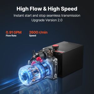 Centralina Idraulica 6 Quarti DC 12V per Rimorchi Ribaltabili, Pressione Massima 3200 PSI, Portata 0.91 GPM, Pompa a Singolo Effetto - Product Image 5