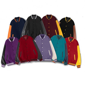 Varsity <b>Jacket</b> for <b>Men</b> New Design Style Stand Collar Genuine Leather <b>Letter</b> Pattern Vintage Winter Custom - Product Image 2