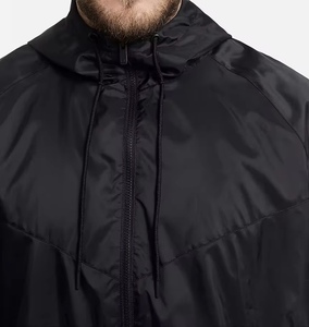 Chaqueta Bomber con Capucha para Hombre, Color Sólido, Cierre de Cremallera, Cortavientos, Casual, Otoño, Corte Regular, Exterior de Poliéster - Product Image 4