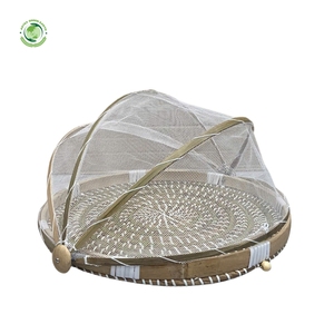 Woven straw food <b>cover</b> with brown pattern Kitchenware and <b>table</b> decoration Wholesale eco-friendly Made in Vietnam - Product Image 2