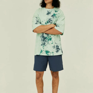 Short Bermuda Homme en Toile de Coton Rose 220g avec Logo Avant, Taille Mi-Haute Élastique, Couleur Unie, Tricoté, Respirant, avec Poches - Product Image 2