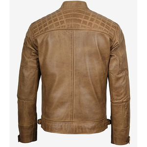 2026 OEM Best Selling <b>Brown</b> Cowhide <b>Leather</b> <b>Jacket</b> For Men's Stand Collar Zipper Pockets 100%High Quality Low MOQ Fashion <b>Jacket</b> - Product Image 2