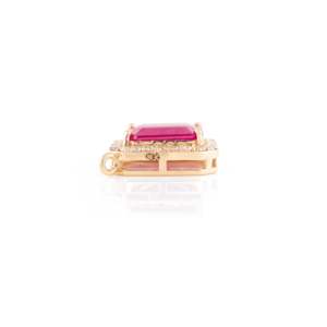 14K Solid Gold Oval Cut Ruby Halo Diamond Pendant IGI Certified Anniversary Charm - Product Image 4