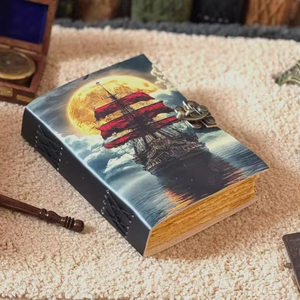 Sailing Ship Embossed Leather Animal Journal Handmade <b>Book</b> <b>Shadows</b> Vintage Deckle Paper Notebook Gift Men Women 200 Page Travel - Product Image 3