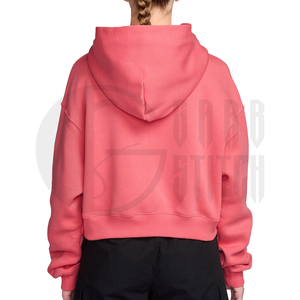 Sudadera con Capucha Corta Personalizada para Mujer, Sudadera Holgada de Felpa, Color Rosa, Ropa Casual Urbana, Fabricante OEM ODM - Product Image 4