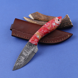 Cuchillo de caza OEM personalizado con hoja fija de acero 12C27 grabado al ácido, mango de resina de grado industrial y diseño Drop Back Skinner - Product Image 1